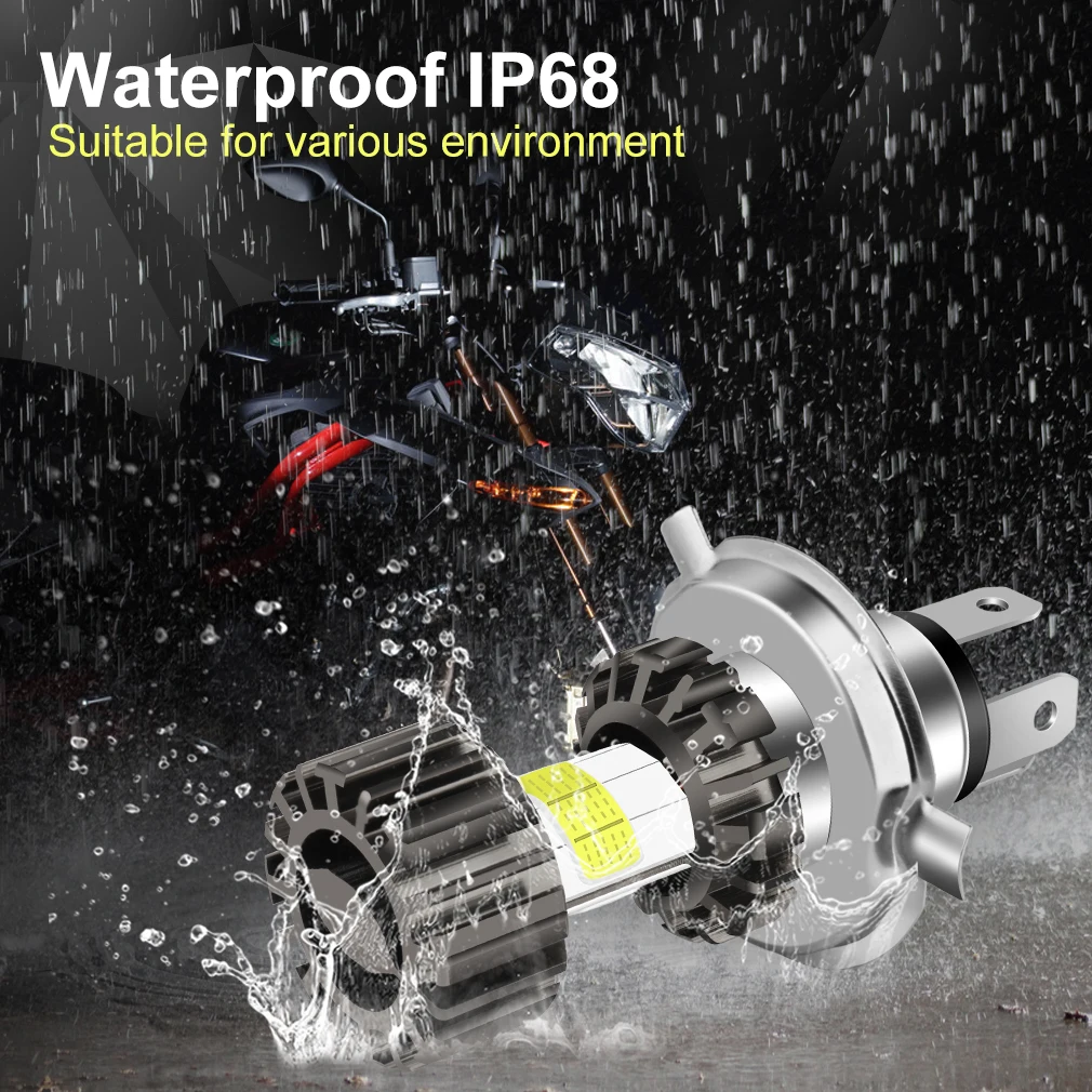 H4 LED Moto H6 BA20D Motorcycle Headlight Bulbs 8 Sides COB White 6000K Hi Lo Lamp Scooter Accessories Fog Lights 12V |