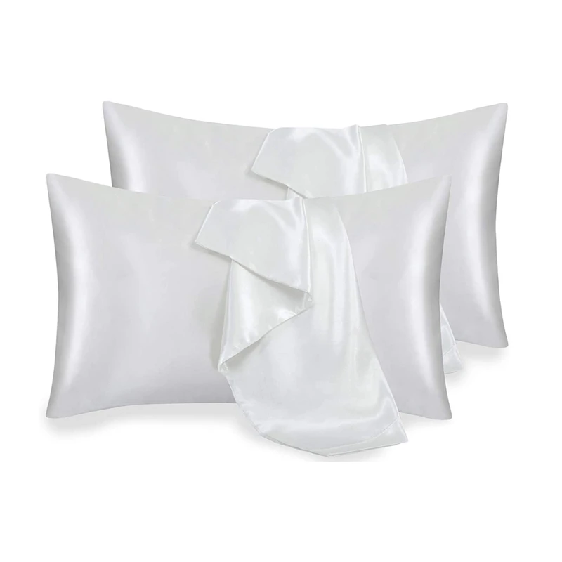 

Satin Pillowcase for Hair and Skin Silk Pillowcase White Soft Pillow Cases 4 Pack 20X30 Inches with Envelope Closure