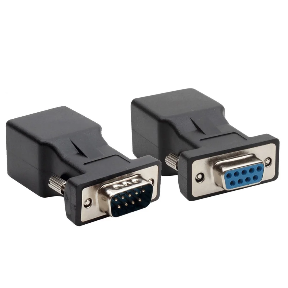 Переходник с RJ45 на RS232 DB9 9 контактный последовательный разъем штекер гнездо Cat5e/6