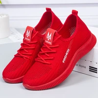 women casual shoes summer breathable black flat shoes slip on walking shoes ladies mesh sneakers red womens vulcanized shoes