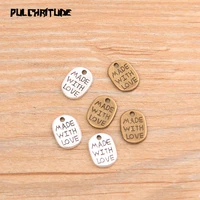 pulchritude 60pcs 811mm two color letter charms %e2%80%9cmade with love %e2%80%9dpendants handmade vintage for diy jewelry making findings