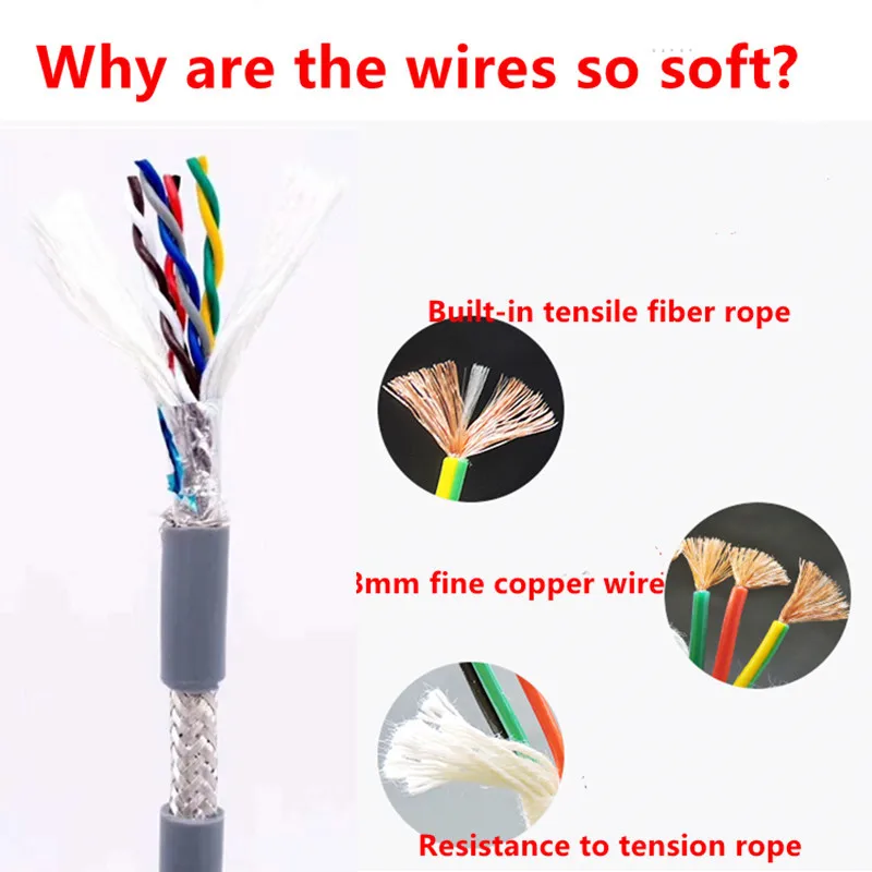 Экранированная витая пара кабель 22AWG 20AWG 18AWG 2-8 ядер towline кабель ПВХ мягкий провод изгиб и коррозионно-стойкий медный провод