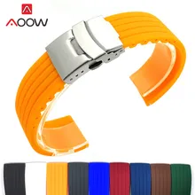 Silicone Sport Strap 18mm 20mm 22mm 24mm Folding Buckle Waterproof Rubber Men Replacement Bracelet Band Watch Accessories Red