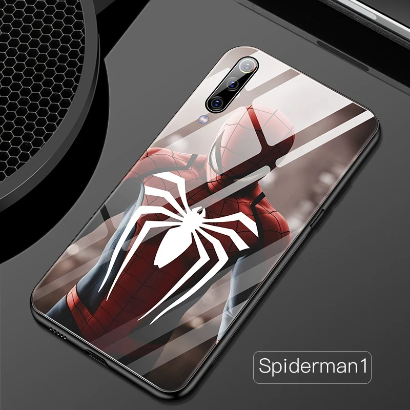 Spiderman1 Мстители стекло футляр для Redmi 4X 5Plus Note 4 5 6 7 8 Pro человек паук Капитан Америка Железный человек чехол для mi 6 8 9 SE Marvel Coque - Цвет: Spiderman1