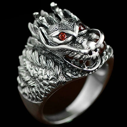 Dragon MeMolissa панк животное кольцо готическое черное серебро металлические кольца в виде змейки для женщин мужчин ночной клуб унисекс регулируемые Anillos ювелирные изделия - Цвет основного камня: Dragon
