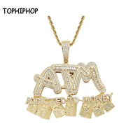tophiphop hip hop atm dollar letter pendant necklace high quality baguette bread zircon necklace hip hop men%e2%80%99s jewelry