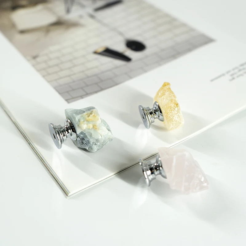 Роскошное с натуральным камнем ручка розового кварца шкафа Кристальный Потяните