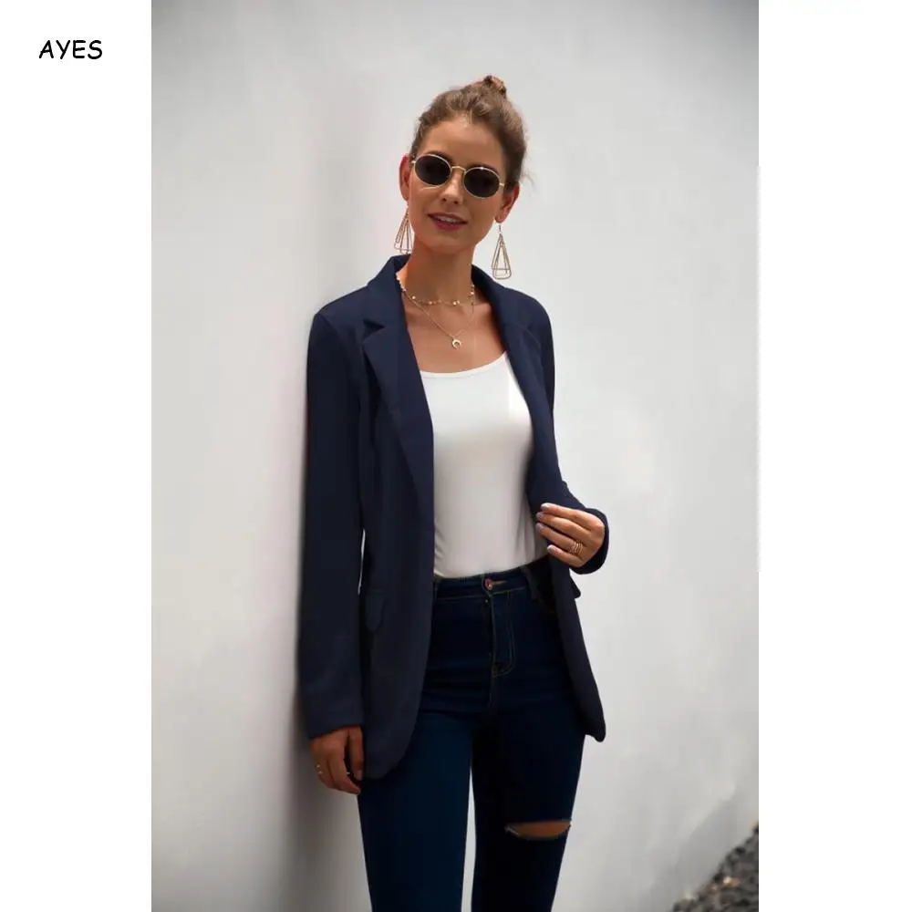 Осень, офисный женский черный блейзер, женский красный костюм на Хэллоуин, Женский Рабочий костюм, синий пиджак