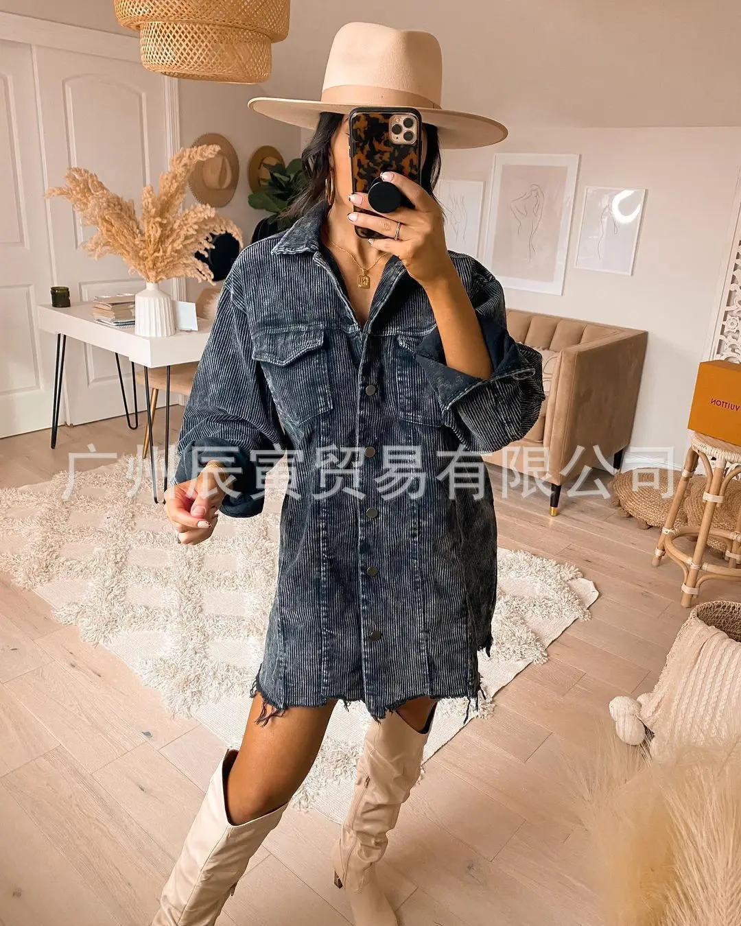 

2021 Summer Ladies Oversized Shirt Washed Corduroy Cotton Thin Section Old Retro Jacket