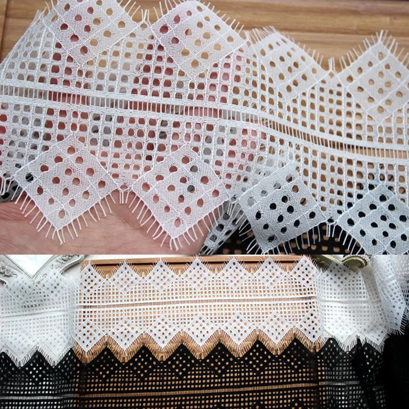Кружевная ткань с вышивкой из хлопка 13 см | Дом и сад