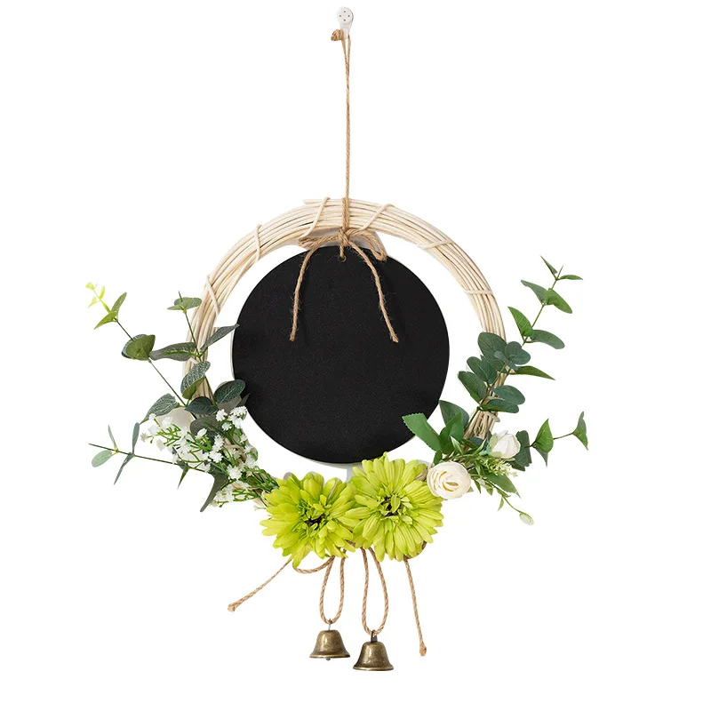 

Creative Rattan wreath pendant wall decoration Kindergarten Clothing store dining roomHanging decoration with small blackboard