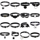 Женский чокер из искусственной кожи Goth, черное ожерелье на цепочке с подвеской в стиле K-POP, Ювелирное Украшение для вечеринки, гранж, аксессуары в подарок