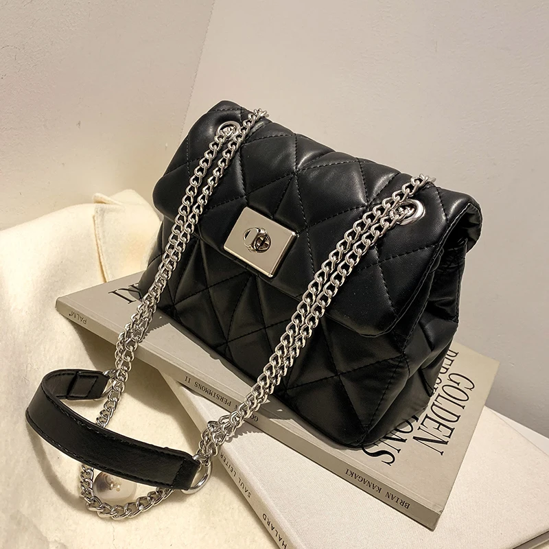 

Lattice Square Crossbody bag 2021 Fashion New High-quality PU Leather Women's Designer Handbag Chain Shoulder Messenger Bag