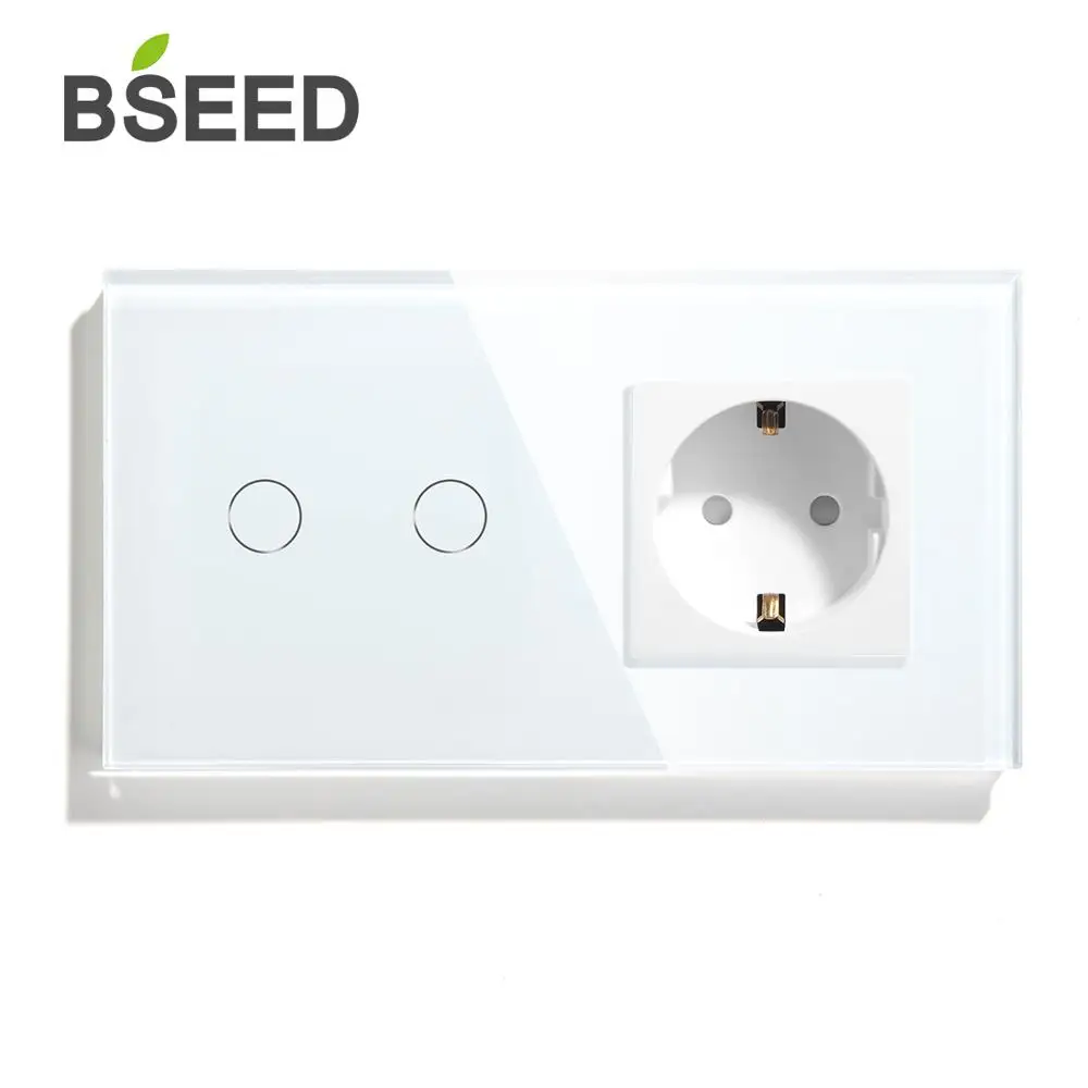 Сенсорный выключатель BSEED 2 клавиши 1 канал евростандарт настенный розетка 3 цвета