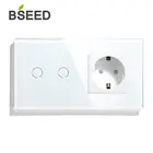 Сенсорный диммер BSEED, 2 комплекта, настенный выключатель по стандарту ЕС, 3 цвета, панель из хрустального стекла, 157 мм, сенсорный диммер