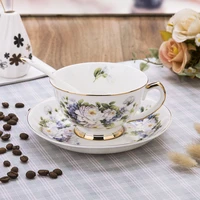250ml european bone china coffee cup and dish set luxury handmade ceramic flower gift high quality afternoon tea cup