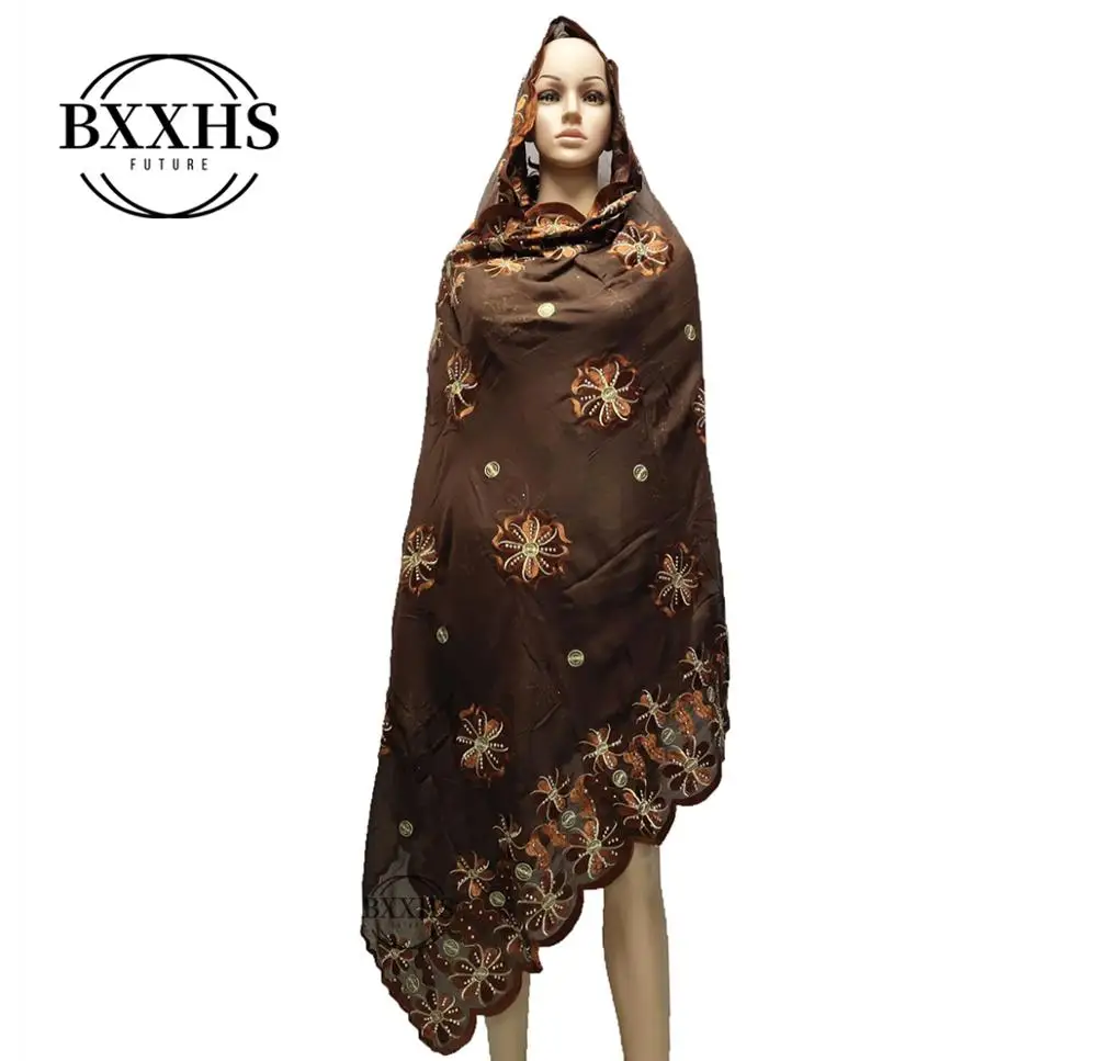 Африканская Женская шаль мусульманская вышивка хлопок шарф хиджаб