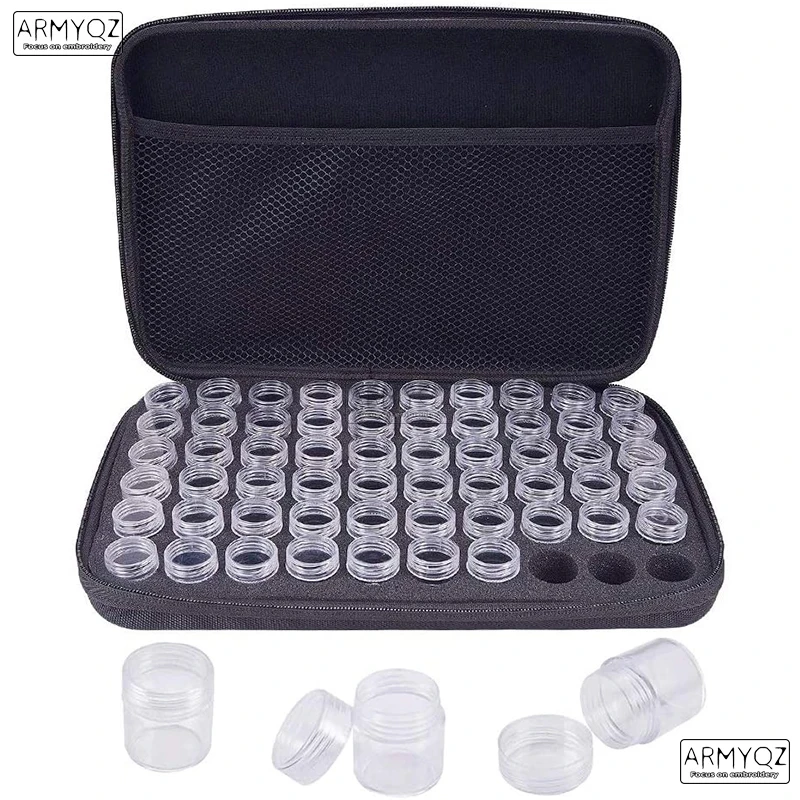 

New sale diamond embroidery diamond painting 60 slot tool adjustable plastic storage bag essential oil storage bag zipper design