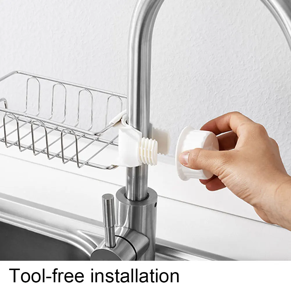 

2Pcs Faucet Storage Rack Stainless Steel Sink Caddy Organizer Soap Storage Holder Shelf for Kitchen Bathroom