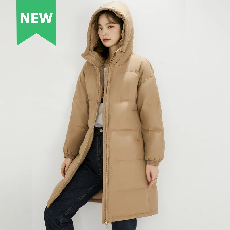 

NEW Spring Winter Women 90% White Duck Down Long Loose Jacket Casual Female Thicken duck feather Padded Coat Jackets Warm Parka