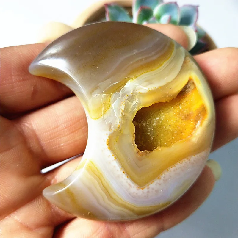 Натуральные камни и кристаллы кристальная Форма Луны агат Кристалл кластер