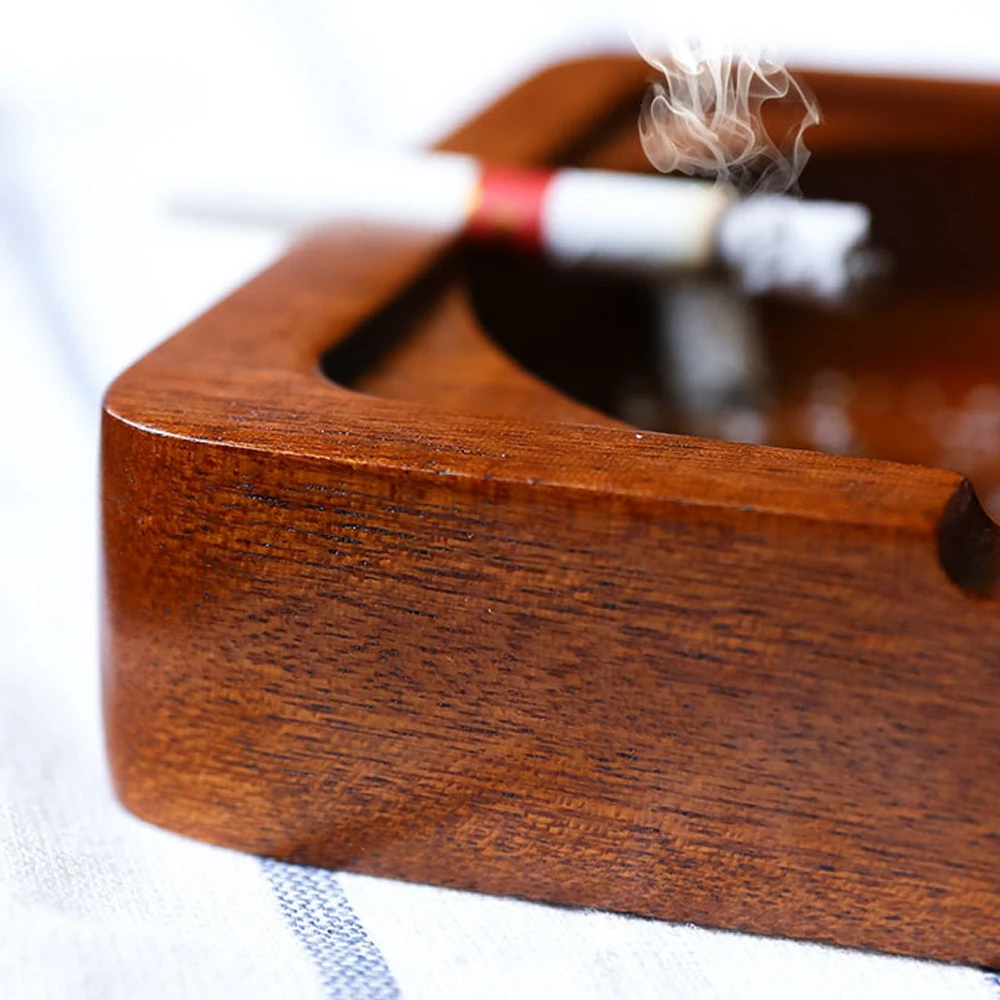 

2Pcs/lot Wooden Ashtray Smoke Cigar Cenicero Ash Container Office Cigarette Cendrier Tobacco Herb Smoking Accessories