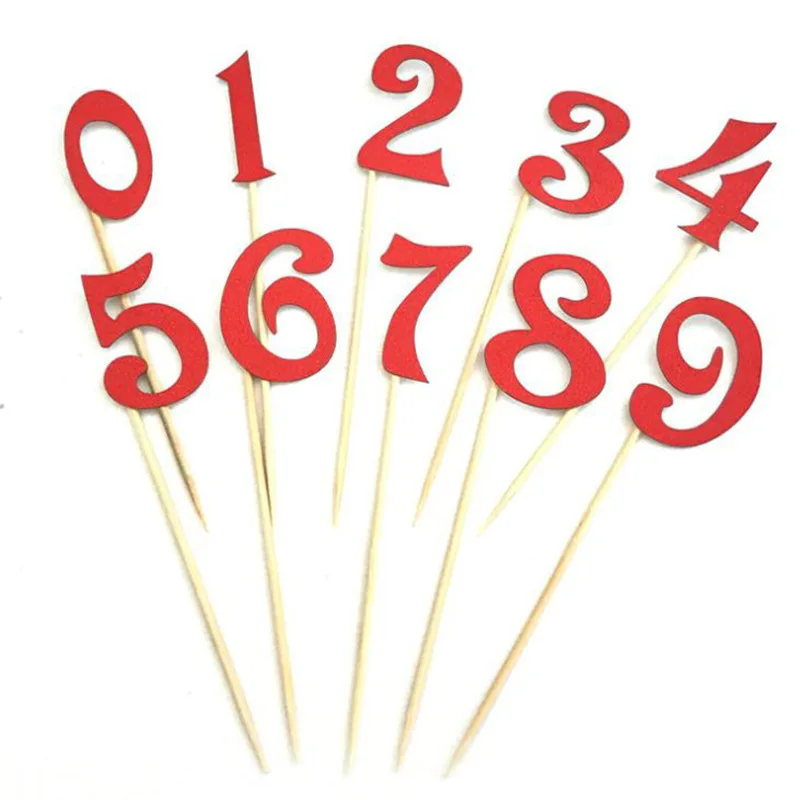 

10pcs/lot Gold Silver Number 0-9 Cake Topper Birthday Party Decoration Wedding Cake Decorations Baby Shower Kids Cupcake Toppers
