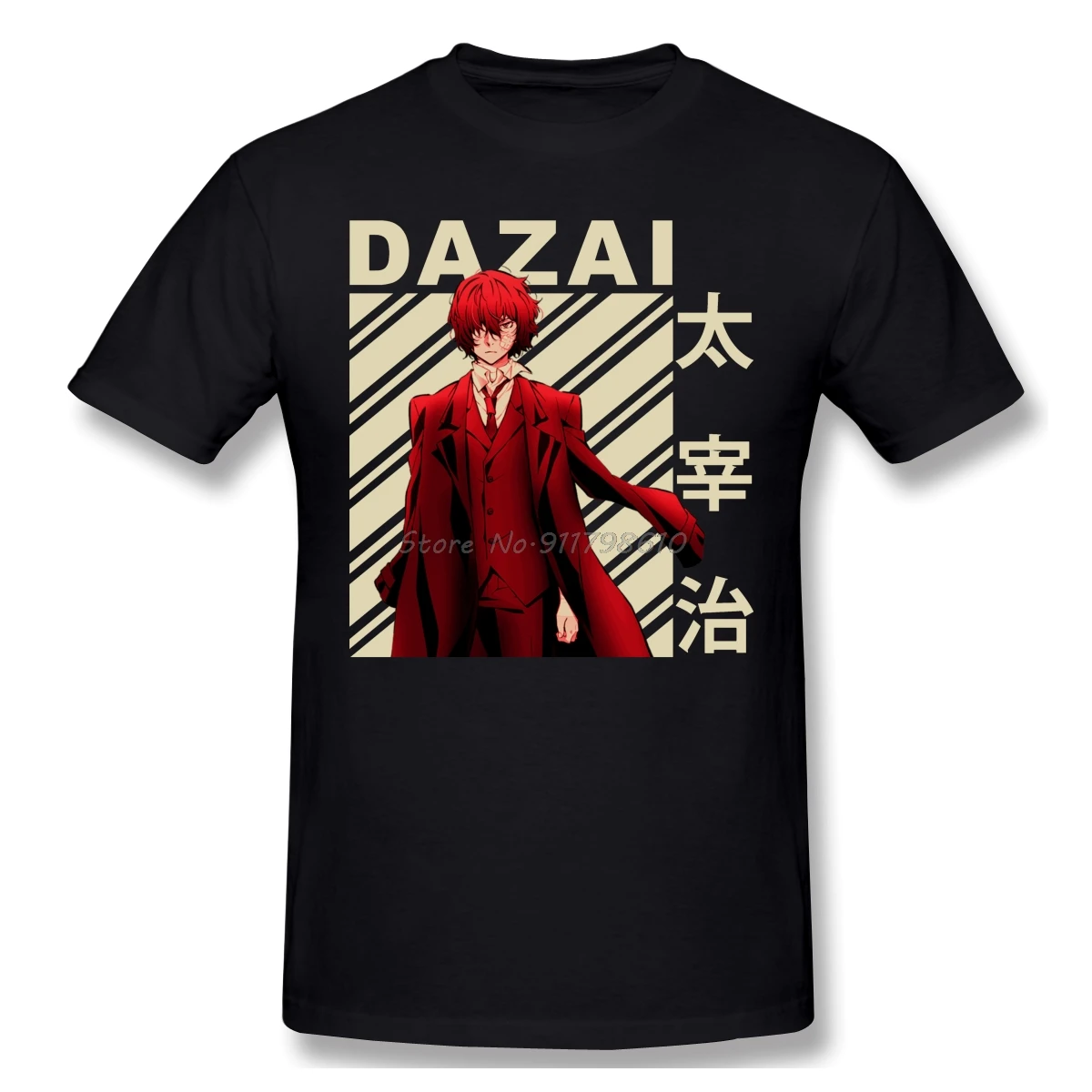 Хлопковая футболка с коротким рукавом дазай Осаму винтажная изображением