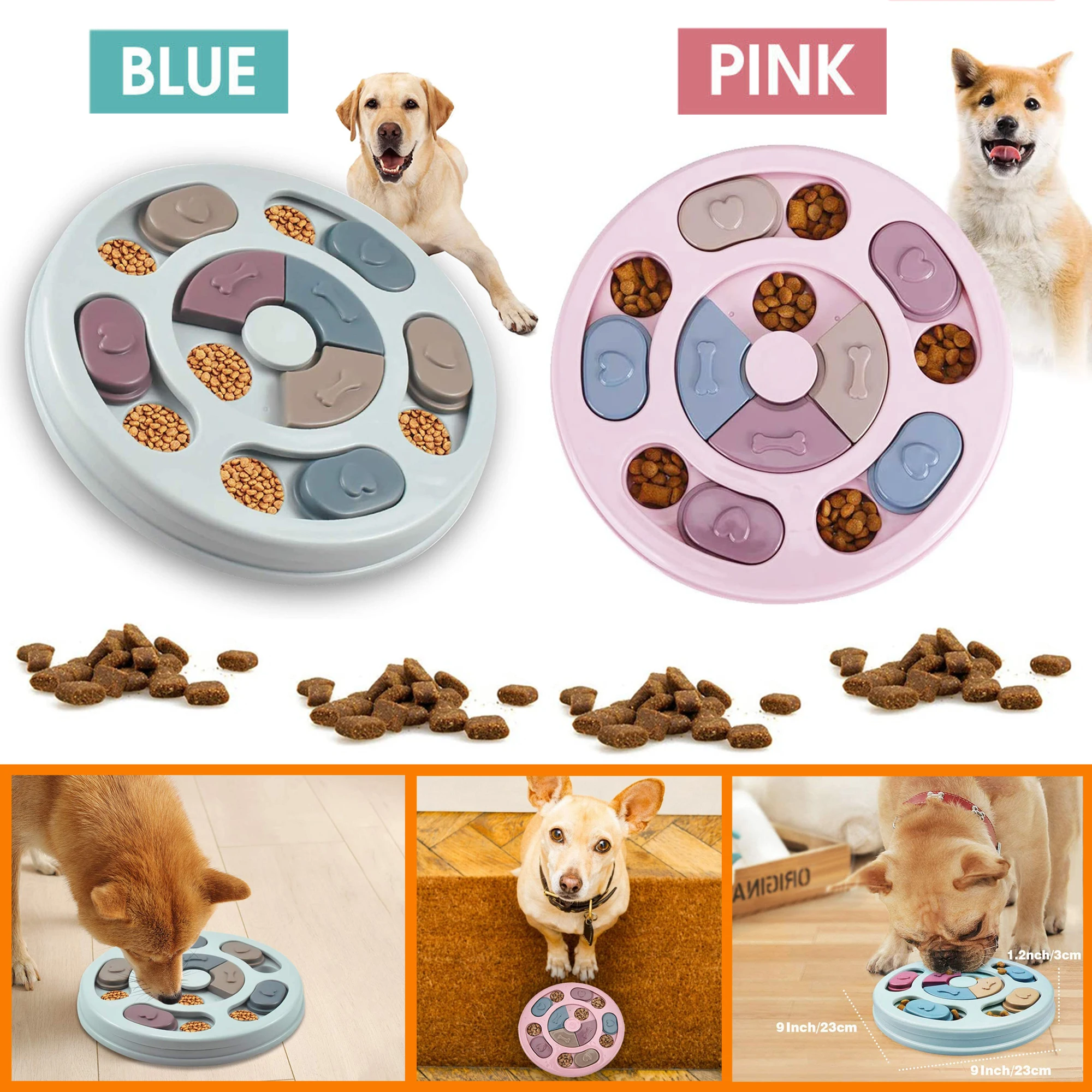 

Dog Puzzle Toys Slow Feeder Interactive Training Increase Puppy IQ Food Dispenser Slowly Eating NonSlip Bowl Pet Cat Dogs Game