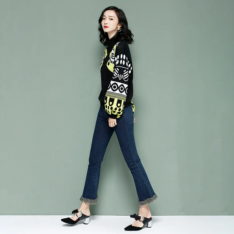 Women's Sweater Autumn and Winter Female Long Sleeve Pullovers Knit O Neck Womens Sweaters Lantern Oversized | Женская одежда