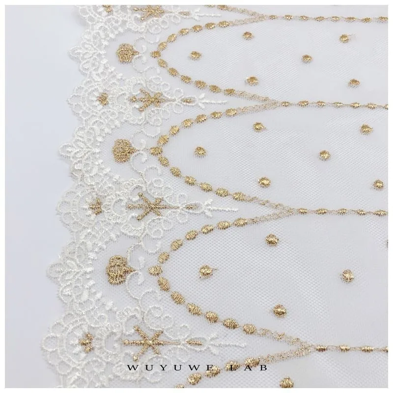 1 ярд мягкая Тюлевая сетка цвета слоновой кости с золотой нитью ткань из