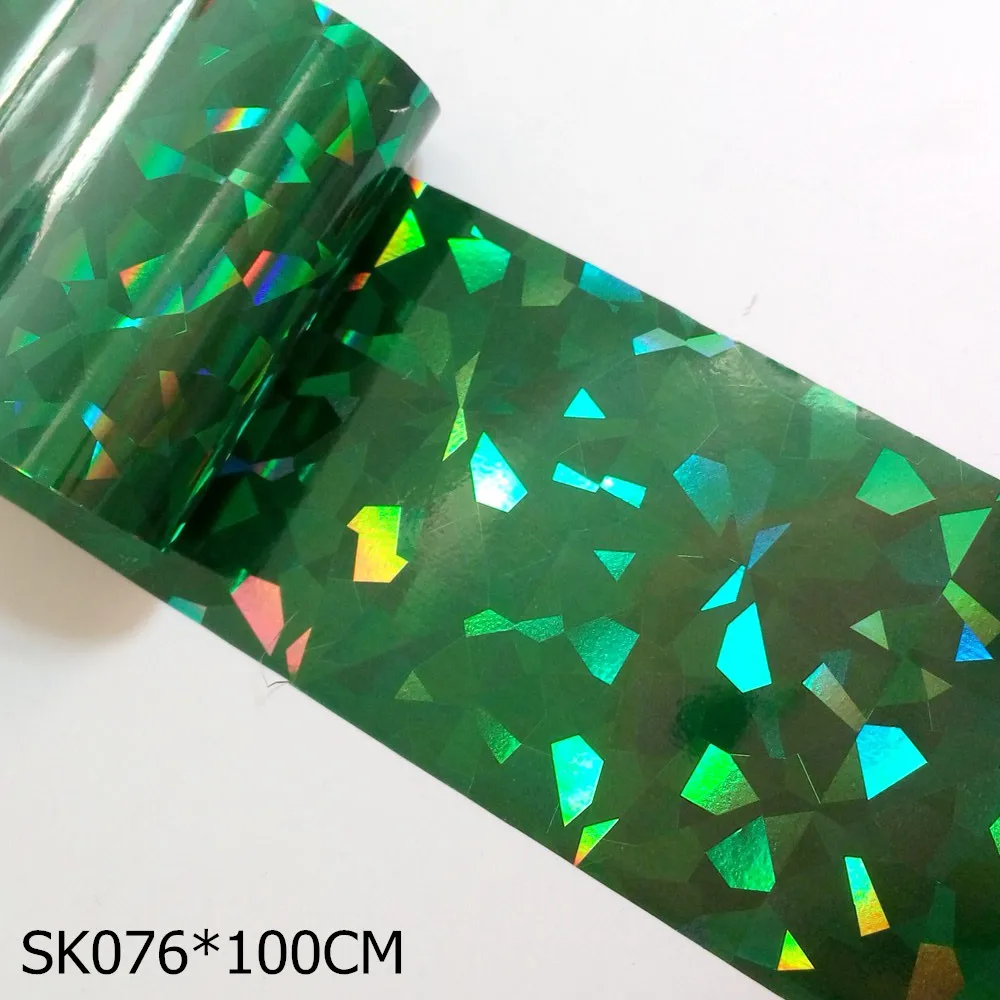SK076 100 см Лазерная переводная Фольга голографическая Серебряная в стиле разбитого стекла для ногтей Наклейка леди ногтей Фольга украшения для ногтей Наклейка для поддельных ногтей - Цвет: SK076
