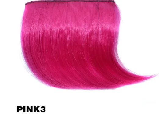 Hot pink Красивые девушки женщины клип на зажиме спереди волосы короткая челка наращивание волос кусок тонкие парики стенд для костюма Вечерние - Цвет: Hot pink
