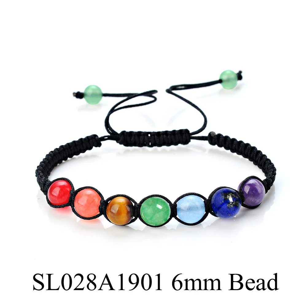 

2021 New 6Mm Natural Stone Imperial Stone Woven Bracelet Tiger Eye Stone Yoga Aura 7 Chakra Woven Bracelet Bijoux