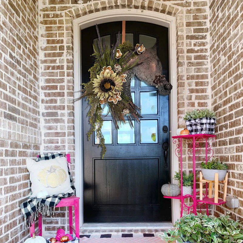 Осенняя вешалка для входной двери с цветами настенная подвесное украшение