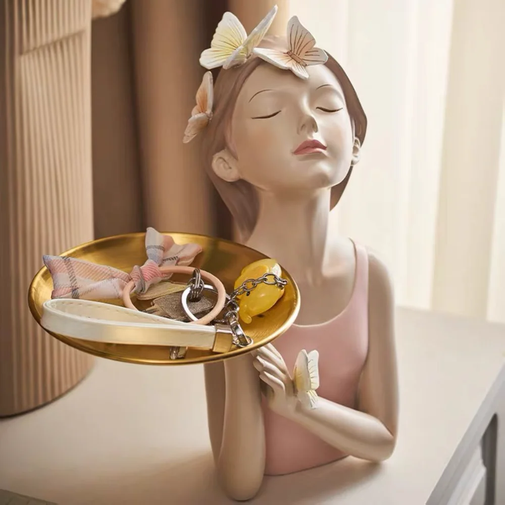 

Meditation Girl Sculpture Resin Embellishment Butterfly Lass Statues Living Room Bedroom Adornments Home Decoration Accessories