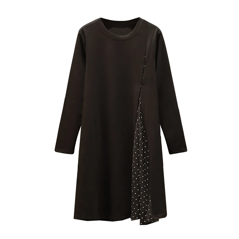 

O-neck Plus Size Dress Casual Dress Women Ukraine Splicing Korean Dress Autumn Long Sleeve Women Clothes Ukraine Vestido Festa