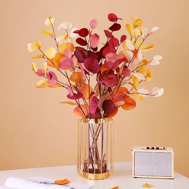 

3Pcs Artificial Eucalyptus Apple Leaves Flowers Plants Bush for Home Wedding Vase Bouquet Filler Decoration Shooting Props Decor