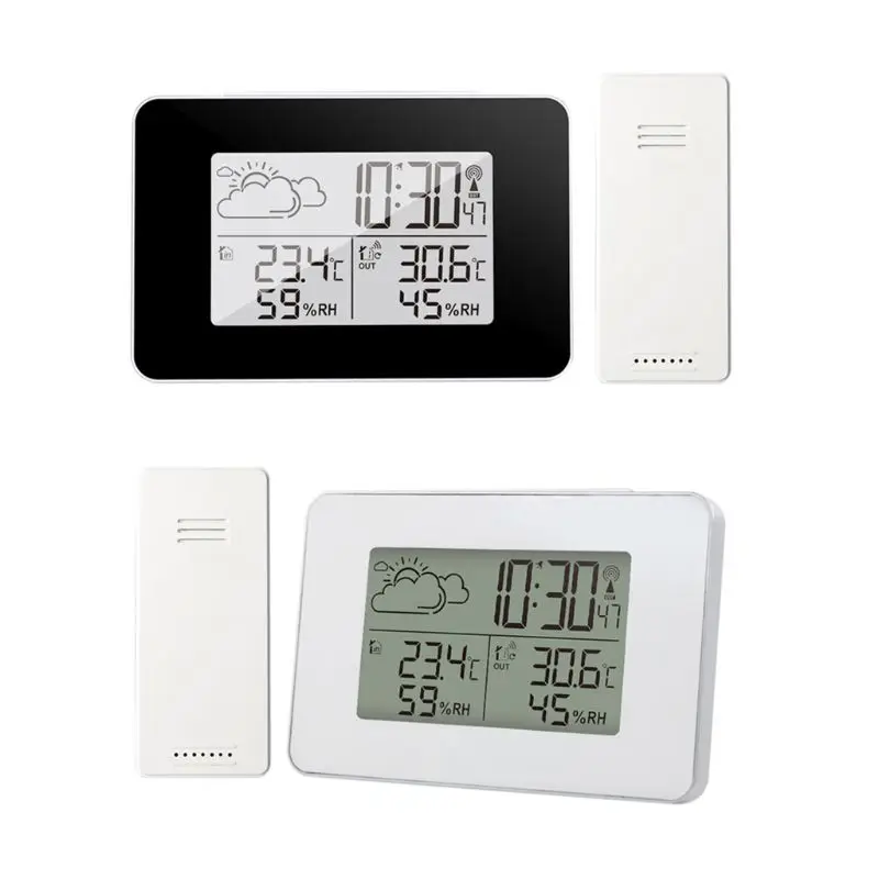 

Weather Station Alarm Clock Digital Wireless Sensor Forecast Snooze Table Watch DCF Thermometer Hygrometer Tools