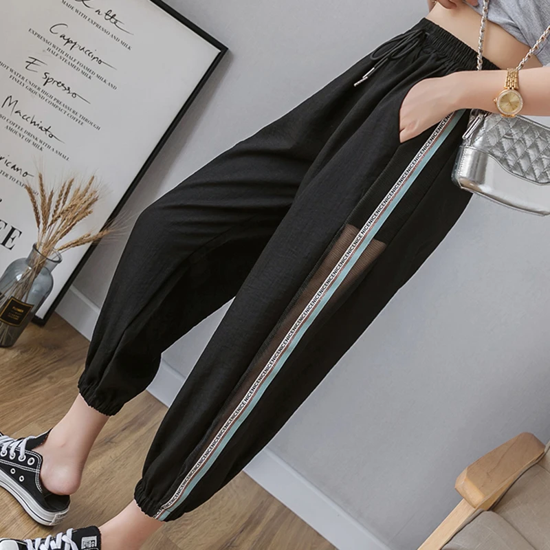 Брюки женские летние шелковые черные и белые в полоску 2021 | Женская одежда