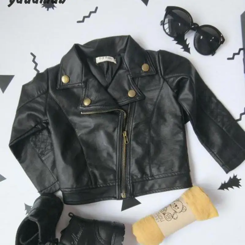 Детская куртка из искусственной кожи на молнии для мальчиков и девочек