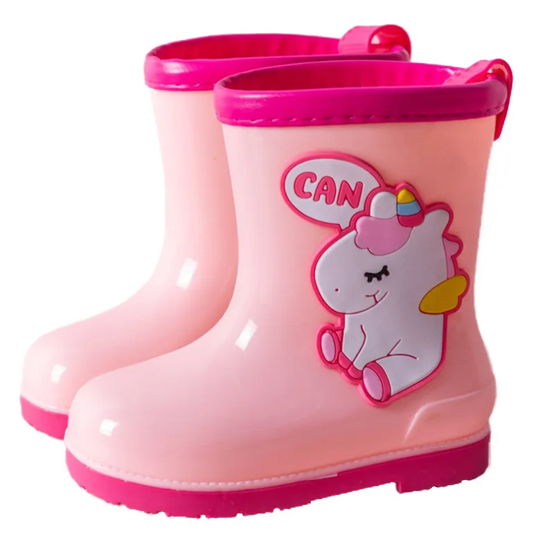 Резиновые сапоги для девочек и мальчиков водонепроницаемые без застежек с