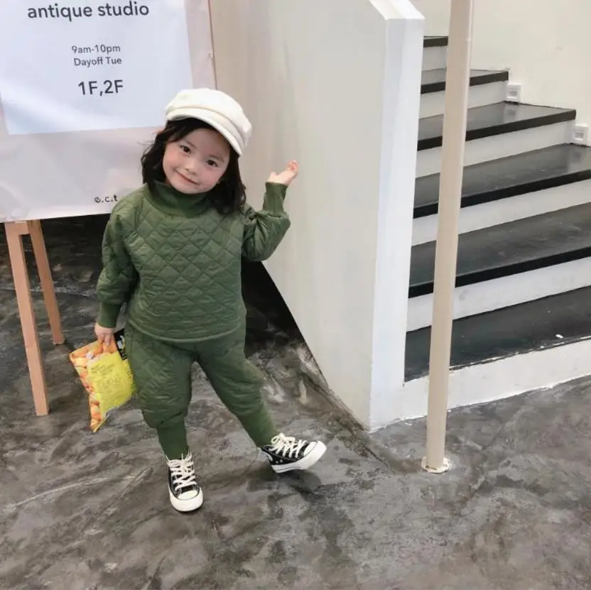 

Children's set 2019 winter New children's clothing Baby boys&girls cotton set baby thin cotton coat + cotton pants two sets 2-6Y