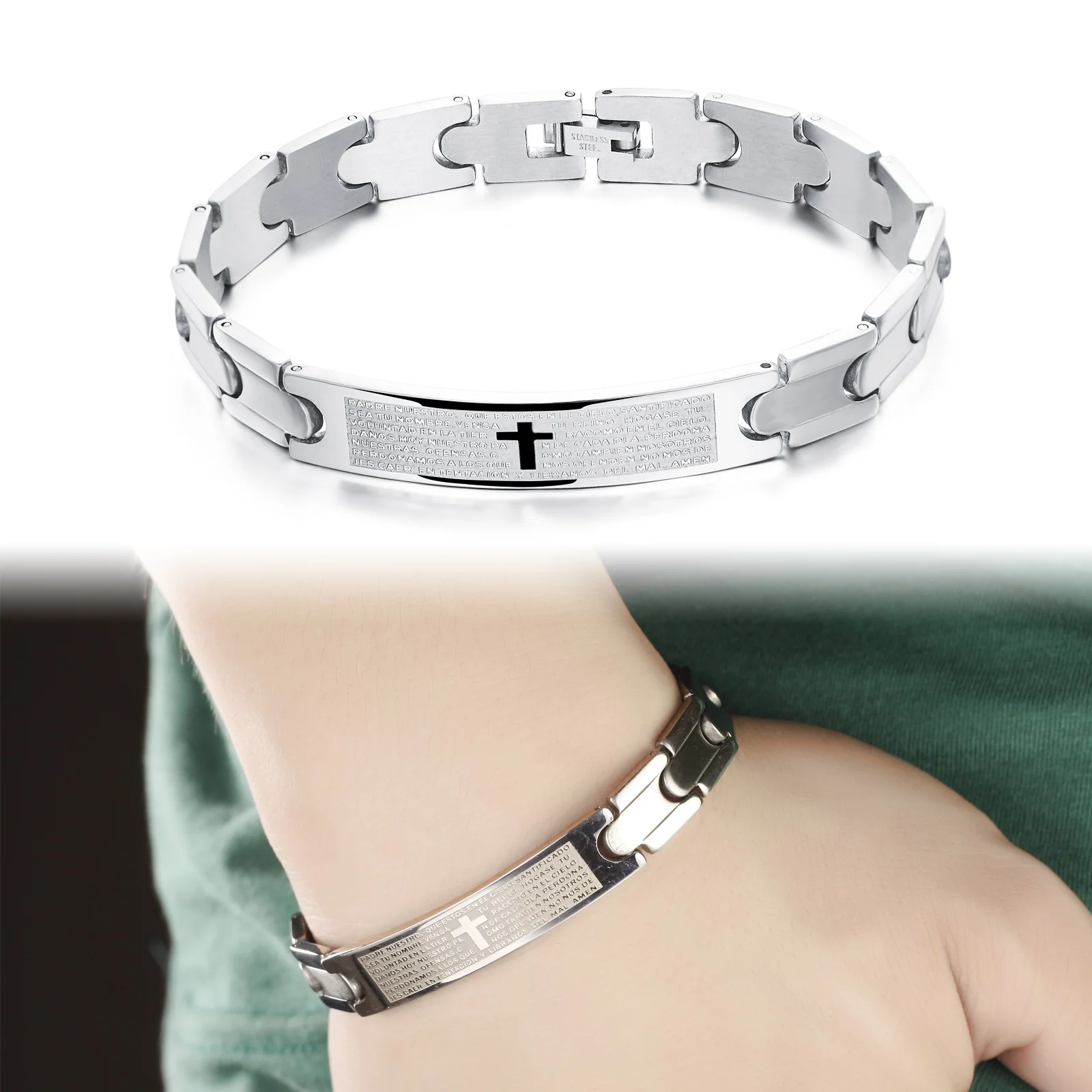OPK Мужская цепочка & Link модные гладкие/крестообразные браслеты из нержавеющей