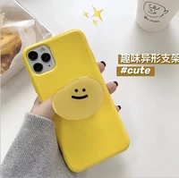 stylish smile face stand holder phone case for iphone13 12pro 11 xsmax 78plus se2020 xr 6s soft cover skinny capa protection