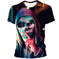 summer new 3d printing skull t shirt retro gothic short sleeved heavy metal death skull t shirt creative clothing