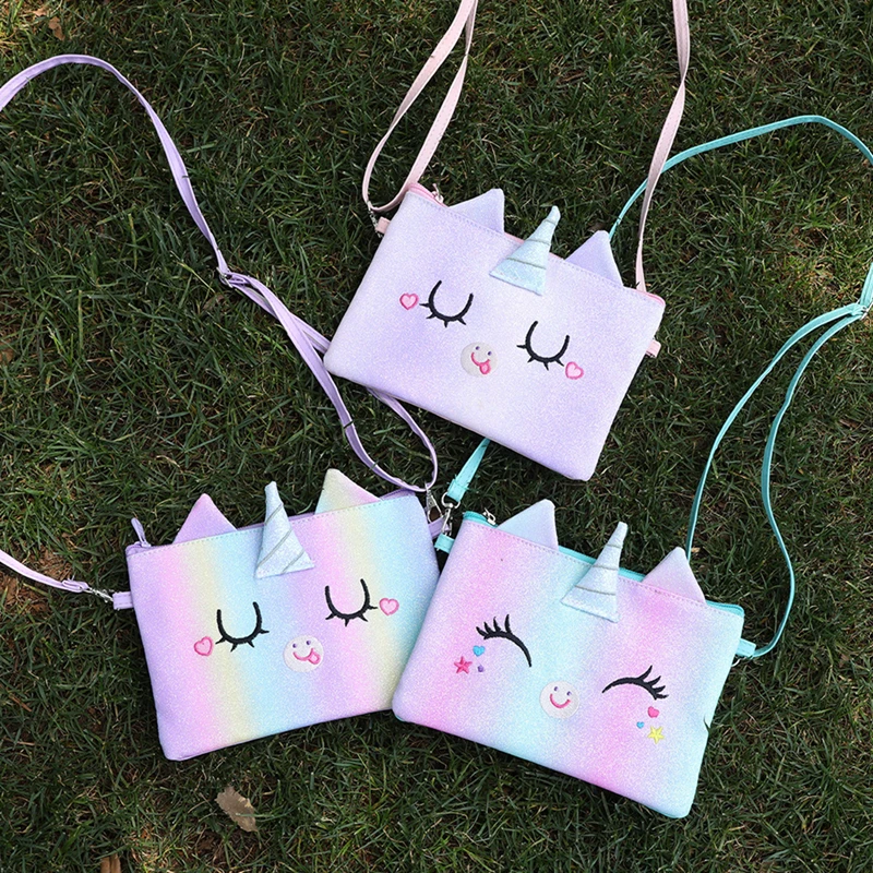

New Children Girls Shoulder Bag Cute 3D Unicorn Animals Messenger Bag Kids Keys Coin Purse Cute Princess PU Crossbody Bag