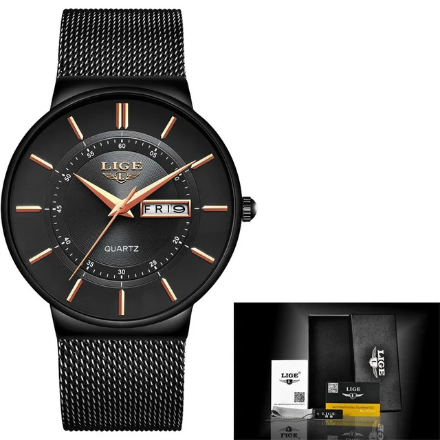 black gold LIGE мужские часы автоматические механические часы Tourbillon спортивные часы кожаные бизнес Ретро водонепроницаемые часы Relojes Hombre+ коробка - Цвет: black gold