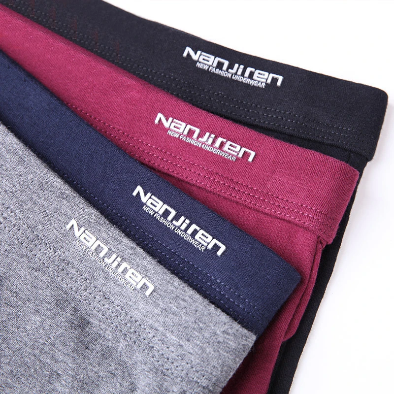 4Pcs/ot Men Underwear Cotton Boxer Shorts Soid Underpants Comfortabe Breathabe Mae Trunk U Convex Panties