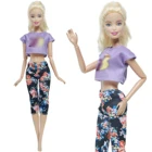 Модный наряд для куклы BJDBUS, штаны с цветочным принтом, футболка, топ, повседневная одежда, брюки для девочек, Одежда для куклы Барби, аксессуары, Подарочная игрушка